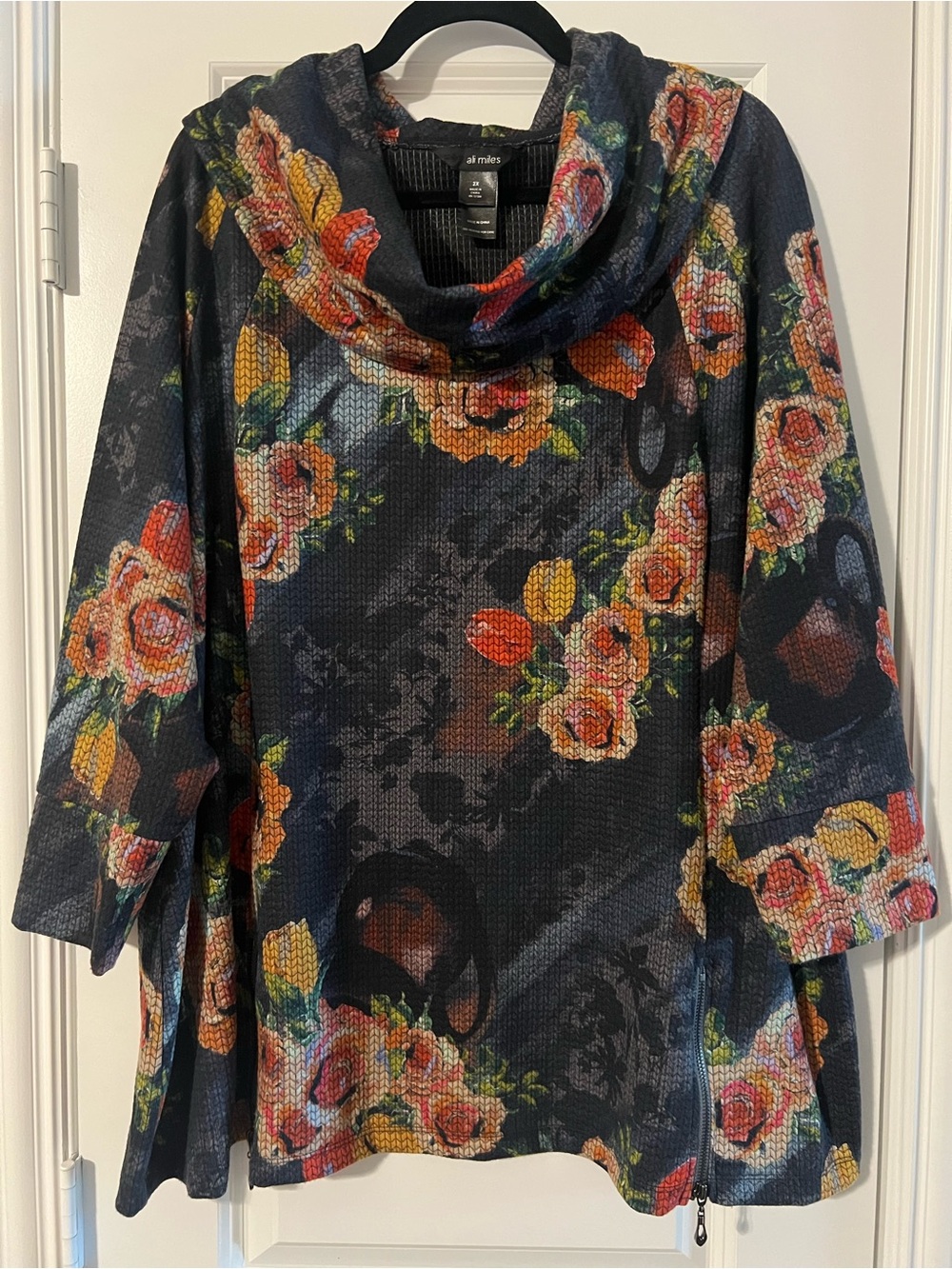 Floral Cowl Neck Pullover